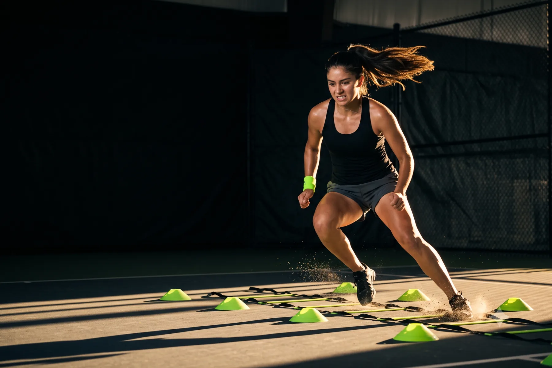 Player training through a footwork drill from the plan